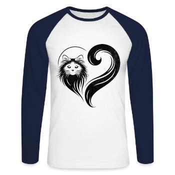 Ragdoll Coeur Chat Lover Ragdolls Chats - T-shirt baseball manches longues Homme - blanc/marine - Devant - Nik (191cm)