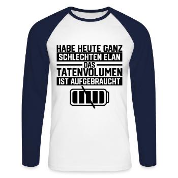 Geschenkidee Kollegen Büro - Unisex Baseballshirt langarm - Weiß/Navy - Vorne - Nik (191cm)