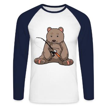 Brown Bear Angel Angler Fish Catch Fish Bear - Unisex Long Sleeve Baseball T-Shirt - white/navy - Front - Nik (191cm)