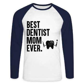 Beste Zahnarztmutter aller Zeiten Zahnmedizin Mutter Dent - Unisex Baseballshirt langarm - Weiß/Navy - Vorne - Nik (191cm)