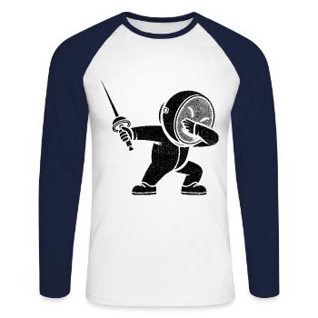 Dubbing Fechter Fechter Degen Degen Fechter Athlet - Unisex Baseballshirt langarm - Weiß/Navy - Vorne - Nik (191cm)