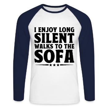 I Enjoy Long Silent Walks To The Sofa Sayings For - Unisex Long Sleeve Baseball T-Shirt - white/navy - Front - Nik (191cm)