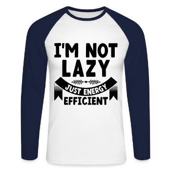 I'm Not Lazy Just Energy Efficient Sarcasm - Unisex Long Sleeve Baseball T-Shirt - white/navy - Front - Nik (191cm)