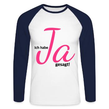 I have said yes, engagement, wedding JGA - Unisex Long Sleeve Baseball T-Shirt - white/navy - Front - Nik (191cm)