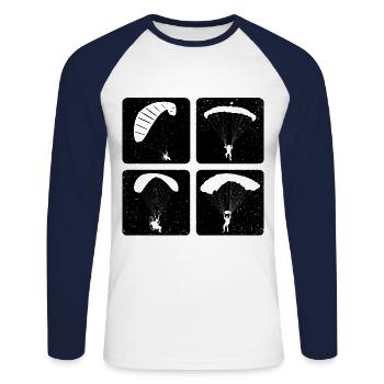 Retro Graphic Paragliding Paraglider Parachute Sky - Unisex Baseballshirt langarm - Weiß/Navy - Vorne - Nik (191cm)