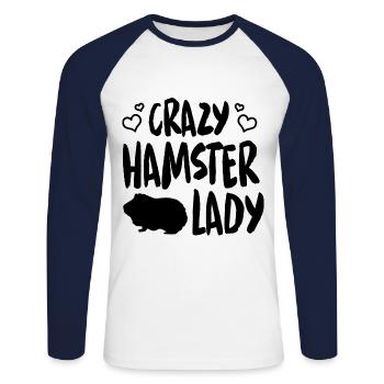 Crazy Hamster Lady Hamster Pet Animal Lover Hamste - Unisex Baseballshirt langarm - Weiß/Navy - Vorne - Nik (191cm)