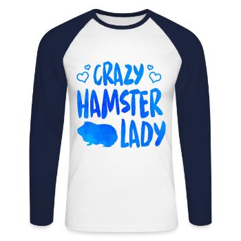 Crazy Hamster Lady Hamster Pet Animal Lover Hamste - Unisex Baseballshirt langarm - Weiß/Navy - Vorne - Nik (191cm)