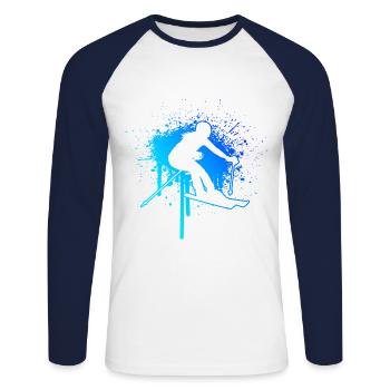 Ski Women Men Skiing Stunt Ski Winter Sports - Unisex Long Sleeve Baseball T-Shirt - white/navy - Front - Nik (191cm)