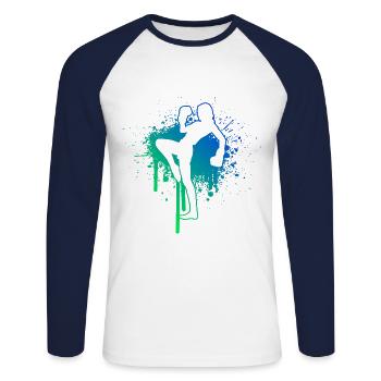 Women's Boxing Boxing Men's Kickboxing Kickboxing - Unisex Long Sleeve Baseball T-Shirt - white/navy - Front - Nik (191cm)