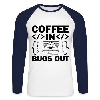 Café Codage Programmeur Codeur Développeur Nerd Coff - T-shirt baseball manches longues Homme - blanc/marine - Devant - Nik (191cm)
