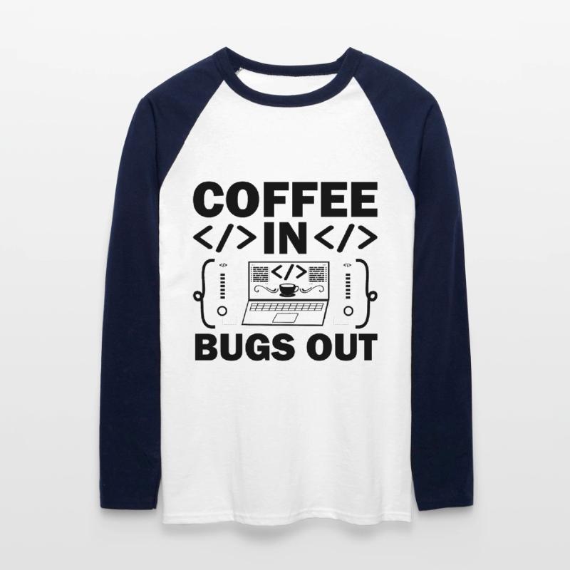 Café Codage Programmeur Codeur Développeur Nerd Coff T-shirt baseball manches longues Homme