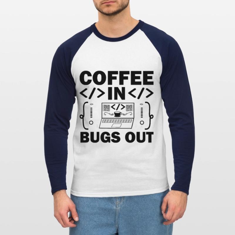 Café Codage Programmeur Codeur Développeur Nerd Coff T-shirt baseball manches longues Homme