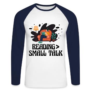 Lire des dictons pour les introvertis - T-shirt baseball manches longues Homme - blanc/marine - Devant - Nik (191cm)
