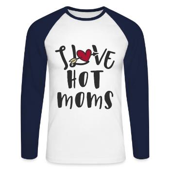 I love hot moms - Unisex Long Sleeve Baseball T-Shirt - white/navy - Front - Nik (191cm)