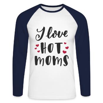I love hot moms - Unisex Long Sleeve Baseball T-Shirt - white/navy - Front - Nik (191cm)
