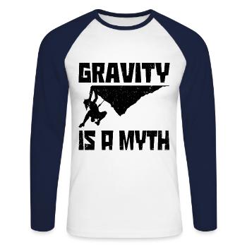 Gravity Is A Myth Rock Bouldering Rock Climbing Cl - Unisex Baseballshirt langarm - Weiß/Navy - Vorne - Nik (191cm)