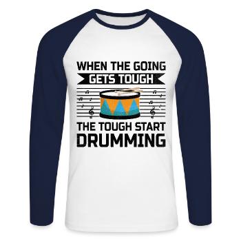 Drum Corps Marching Band Drum Corp Music Percussio - Unisex Long Sleeve Baseball T-Shirt - white/navy - Front - Nik (191cm)