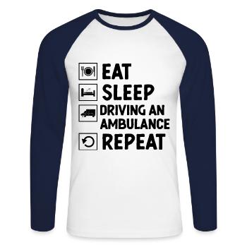 Manger Dormir Conduire Une ambulance Répéter EMS Driver P - T-shirt baseball manches longues Homme - blanc/marine - Devant - Nik (191cm)