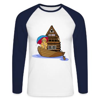 Girl Boat Ship Travel Adventure - Unisex Long Sleeve Baseball T-Shirt - white/navy - Front - Nik (191cm)
