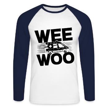 Wee Woo Ambulancier Ambulanciers Paramédicaux EMS Paramedic - T-shirt baseball manches longues Homme - blanc/marine - Devant - Nik (191cm)