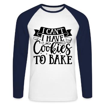 Ich kann keine Kekse zum Backen haben Bäcker Backgebäck - Unisex Baseballshirt langarm - Weiß/Navy - Vorne - Nik (191cm)