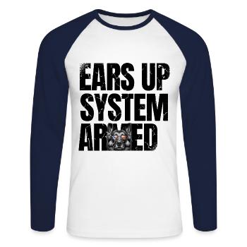 Ears Up System Armed German Shepherd Lover GSD Dog - Unisex Long Sleeve Baseball T-Shirt - white/navy - Front - Nik (191cm)
