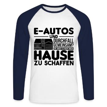 Elektroauto Lustig - Unisex Baseballshirt langarm - Weiß/Navy - Vorne - Nik (191cm)