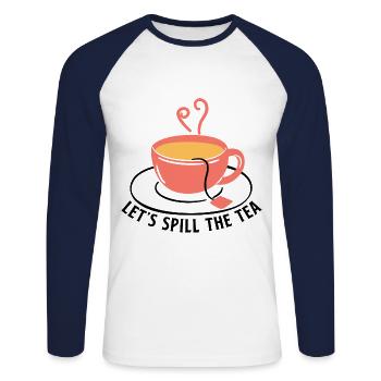 Let's Spill The Tea Tea Lover Drinking Tea Tea Bre - Unisex Baseballshirt langarm - Weiß/Navy - Vorne - Nik (191cm)