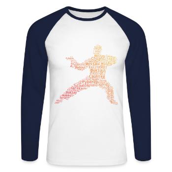 Wushu Kungfu Kung Fu Martial Arts Women Men - Unisex Long Sleeve Baseball T-Shirt - white/navy - Front - Nik (191cm)