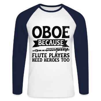 Oboe Player Oboe Basoonist Marching Band Instrumen - Unisex Long Sleeve Baseball T-Shirt - white/navy - Front - Nik (191cm)
