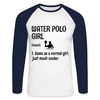 Wasserball-Mädchen Wie Ein Normales Mädchen Nur Viel Co - Unisex Baseballshirt langarm - Weiß/Navy - Vorne - Nik (191cm)