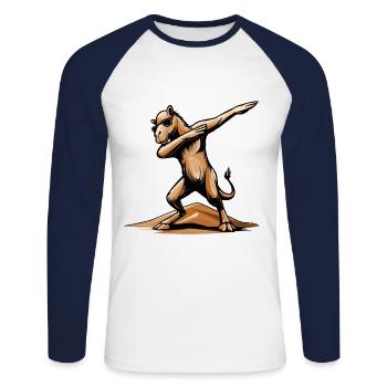 Dabbing Camel. Flair arabe dans le désert de Dubaï - T-shirt baseball manches longues Homme - blanc/marine - Devant - Nik (191cm)