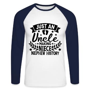 Just An Onkel Making Niete Neffe Geschichte Familie U - Unisex Baseballshirt langarm - Weiß/Navy - Vorne - Nik (191cm)