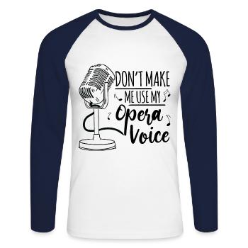 Singer Singer Singing Musician Vocalist Vocals - Unisex Long Sleeve Baseball T-Shirt - white/navy - Front - Nik (191cm)