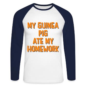 My Guinea Pig Ate My Homework Guinea Pig Owner Pet - Unisex Baseballshirt langarm - Weiß/Navy - Vorne - Nik (191cm)