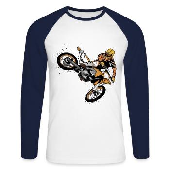 Motocross Motorrad Biker Motorsport dirt Bike - Unisex Baseballshirt langarm - Weiß/Navy - Vorne - Nik (191cm)