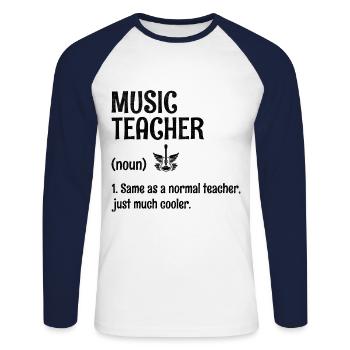 Professeur de musique identique à un professeur normal, juste beaucoup C - T-shirt baseball manches longues Homme - blanc/marine - Devant - Nik (191cm)