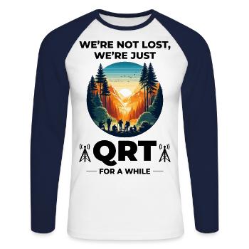 QRT dans la nature Opérateurs de radio amateur Coucher de soleil en plein air - T-shirt baseball manches longues Homme - blanc/marine - Devant - Nik (191cm)