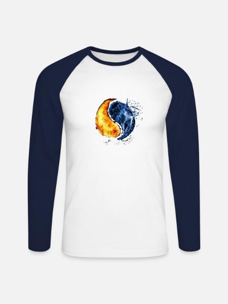 Ying Yang Simbol - Unisex Long Sleeve Baseball T-Shirt - white/navy