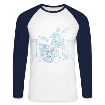 Men's Percussionist Drums Drum Kit - Unisex Long Sleeve Baseball T-Shirt - white/navy - Front - Nik (191cm)