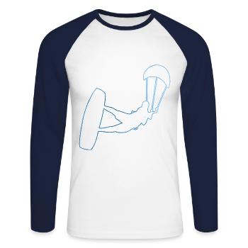 Men's Women Kite Kitesurfer Kitesurfing Kitesurfing - Unisex Long Sleeve Baseball T-Shirt - white/navy - Front - Nik (191cm)