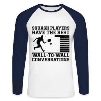 Squash Player Squash Tennis Player Raquetball Spor - Unisex Long Sleeve Baseball T-Shirt - white/navy - Front - Nik (191cm)