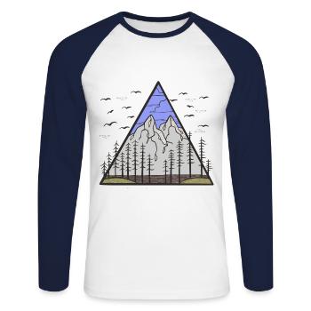 Mountains, Nature, Forest, Wilderness, Peaks, Mountains, Hiking - Unisex Long Sleeve Baseball T-Shirt - white/navy - Front - Nik (191cm)