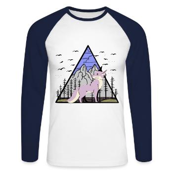 Fox, Wildlife, Wilderness, Nature, Flower, Foxes, Fantasy - Unisex Long Sleeve Baseball T-Shirt - white/navy - Front - Nik (191cm)