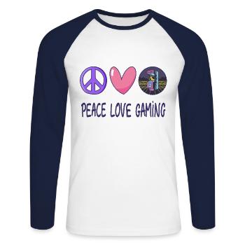 Frieden Liebe Gaming - Unisex Baseballshirt langarm - Weiß/Navy - Vorne - Nik (191cm)