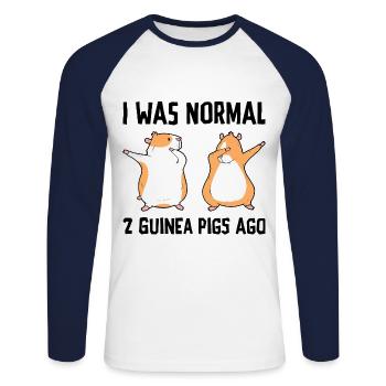 I Was Normal Two Guinea Pigs Ago Guinea Pig Owner - Unisex Baseballshirt langarm - Weiß/Navy - Vorne - Nik (191cm)
