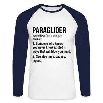 Definition Noun Paragliding Paraglider Parachute S - Unisex Baseballshirt langarm - Weiß/Navy - Vorne - Nik (191cm)