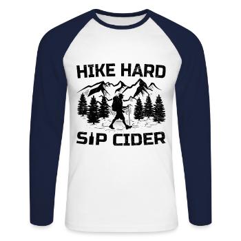 iking Outdoor Nature Hiker Trekking Mountaineering - Unisex Long Sleeve Baseball T-Shirt - white/navy - Front - Nik (191cm)