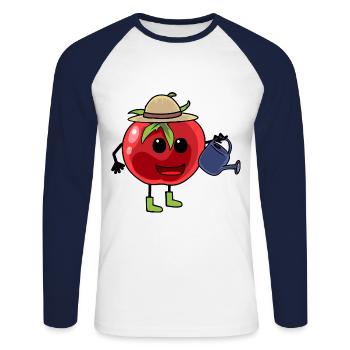 tomate hobby jardinier jardinier jardinier légume enfant - T-shirt baseball manches longues Homme - blanc/marine - Devant - Nik (191cm)