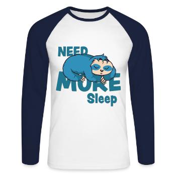Need More Sleep Paresseux - T-shirt baseball manches longues Homme - blanc/marine - Devant - Nik (191cm)